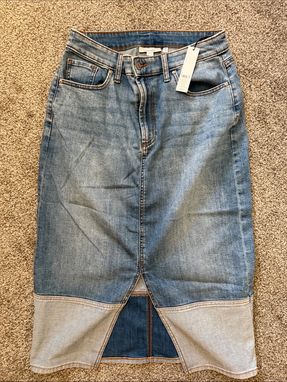 Chico's Light Blue Straight Denim Skirt with Front Vent